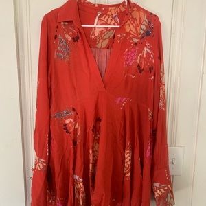 Free People Red floral top